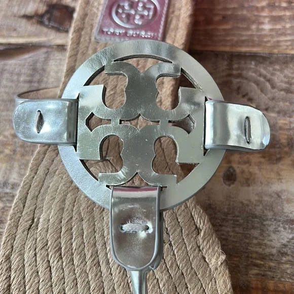 Tory Burch Espadrille Mirror Miller Metallic Sandals - Picture 5 of 7